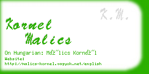 kornel malics business card